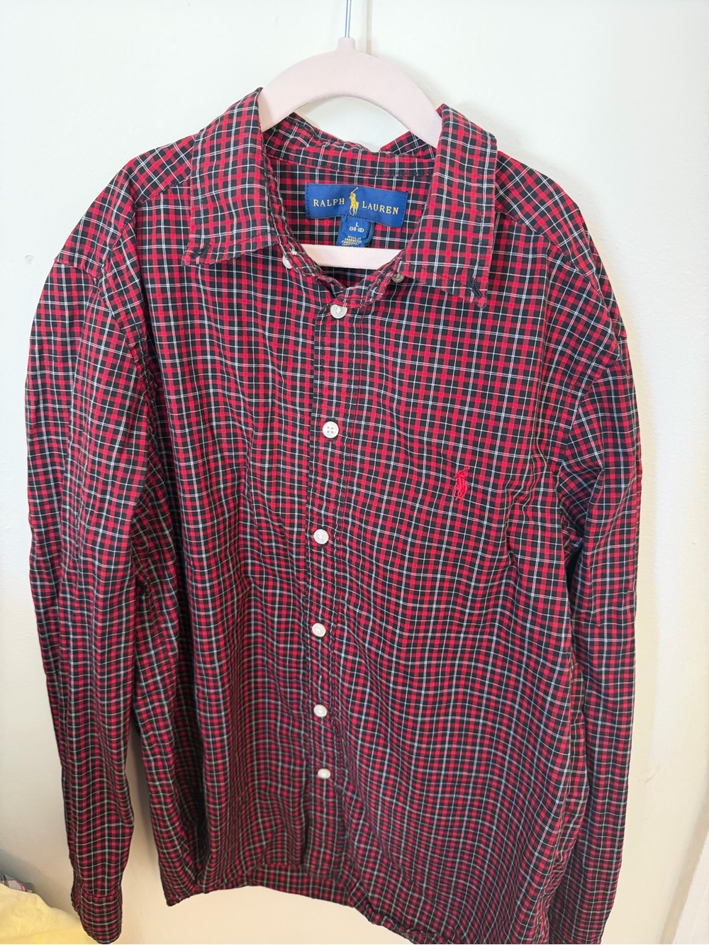 Ralph Lauren Red and Green Plaid Button-Down Shirt
